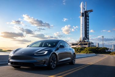 Imagen creada con IA. La OPV de SpaceX supone un apoyo insuficiente para la acción de Tesla.